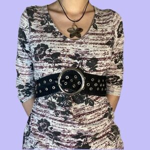 Early 2000s Whimsical Purple & Black Roses Top